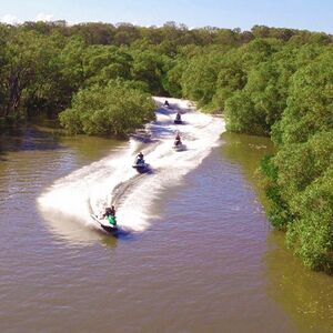 Veranstaltung: Gold Coast Jet Ski Safari, Tropical Island Stopover + Parasail Combo: 2.5 Hours, Gold Coast Jet Ski Safaris in Main Beach