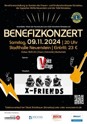 Veranstaltung: Benefizkonzert mit X-Friends und Voice Village, Stadt- und Sporthalle Neuenstein in Neuenstein